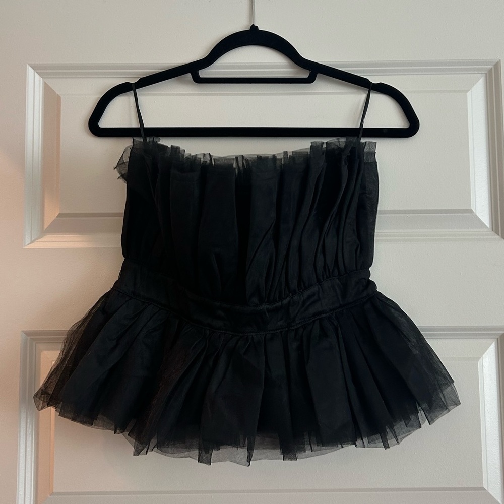 Seta black tulle top